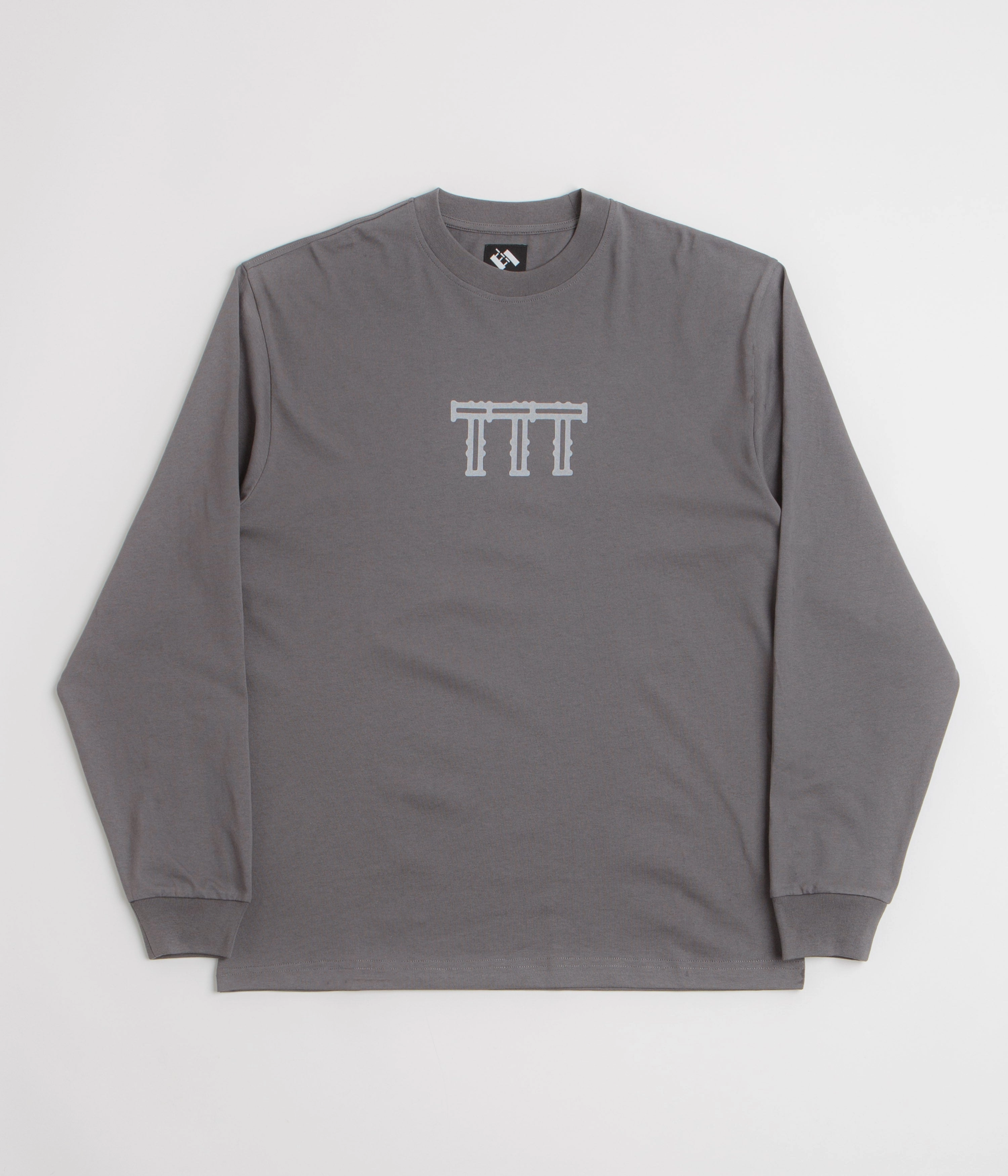 The Trilogy Tapes Cross Lattice Long Sleeve T-Shirt - Charcoal sports performance Essential Clothing