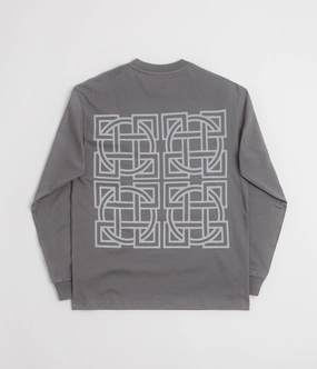 The Trilogy Tapes Cross Lattice Long Sleeve T-Shirt - Charcoal Tear Resistant Knit Wide Neck Opening