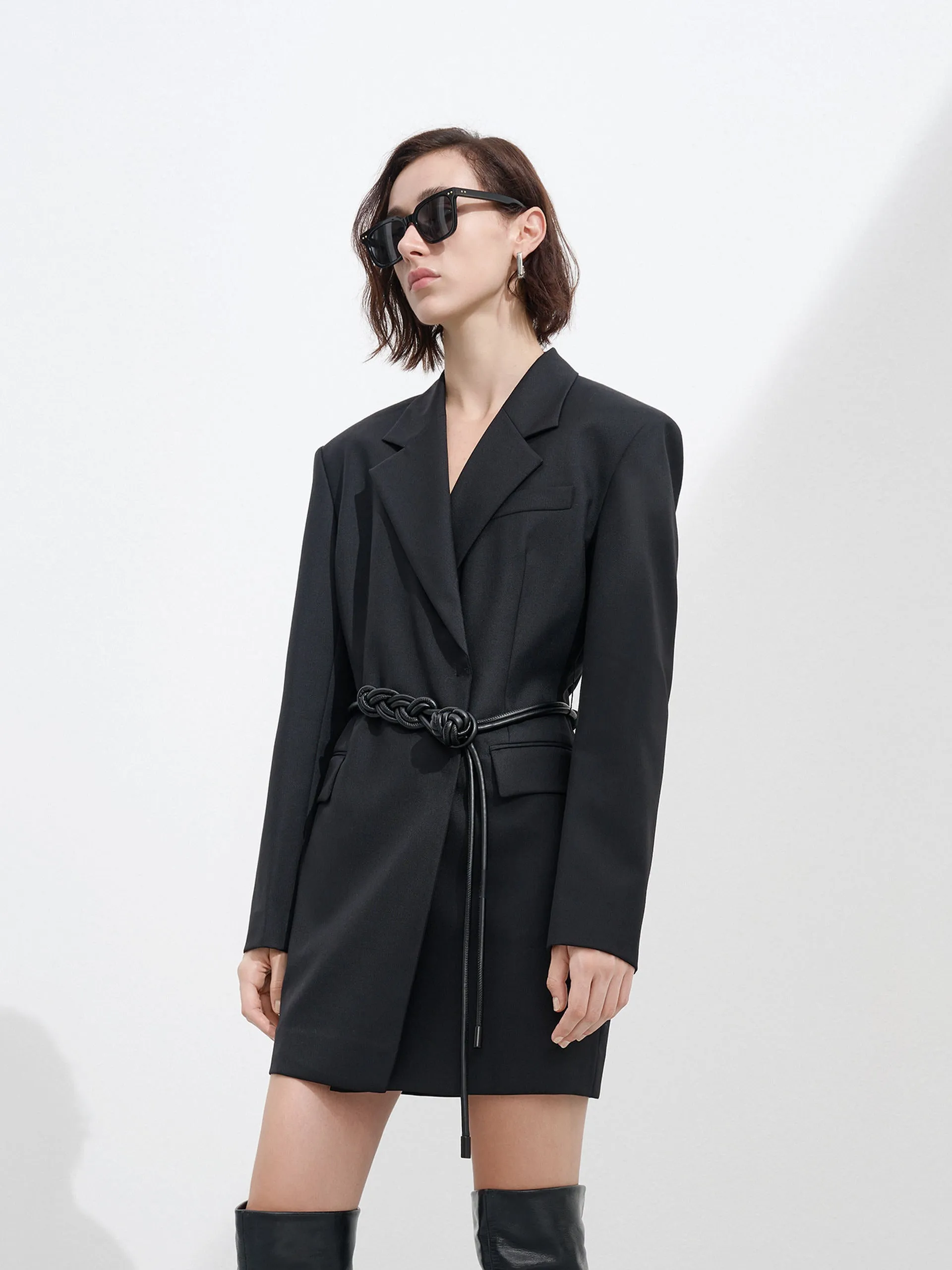 Daily Comfort Fashion Fit Tailored Wool blend Dress with Belt