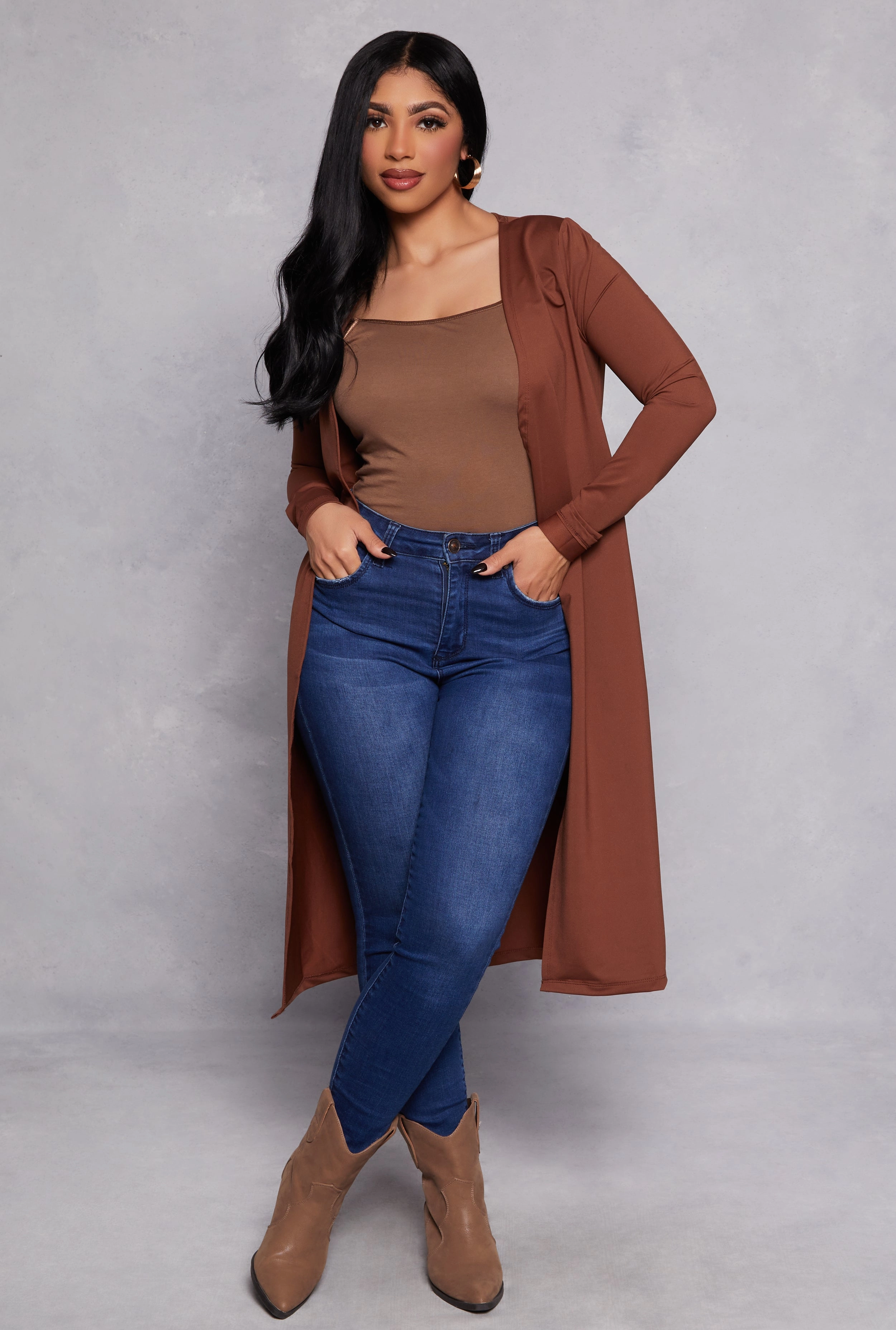 Businessman Teens Long Sleeve Open Front Duster