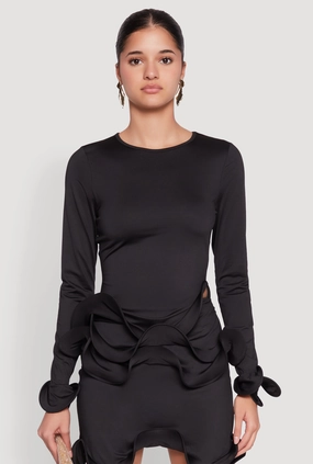 Patchwork kids Long Sleeve Wired Ruffle Blouse