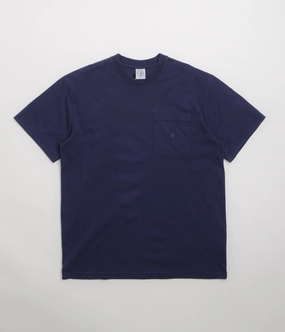 Polar Pocket T-Shirt - Dark Blue / Blue Casual Layer Wear Ribbed collar