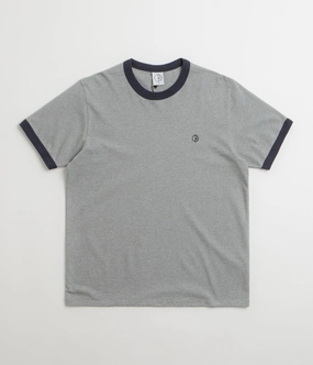UV protected Urban Casual Look Polar Ringer T-Shirt - Heather Grey / Navy / Navy