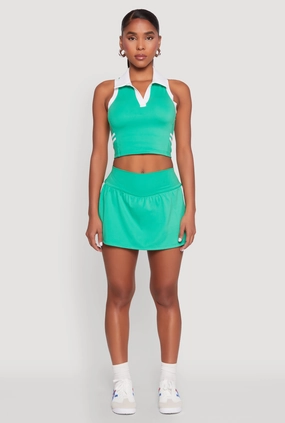 Inverted Pleats Varsity Stripe Detail Skort