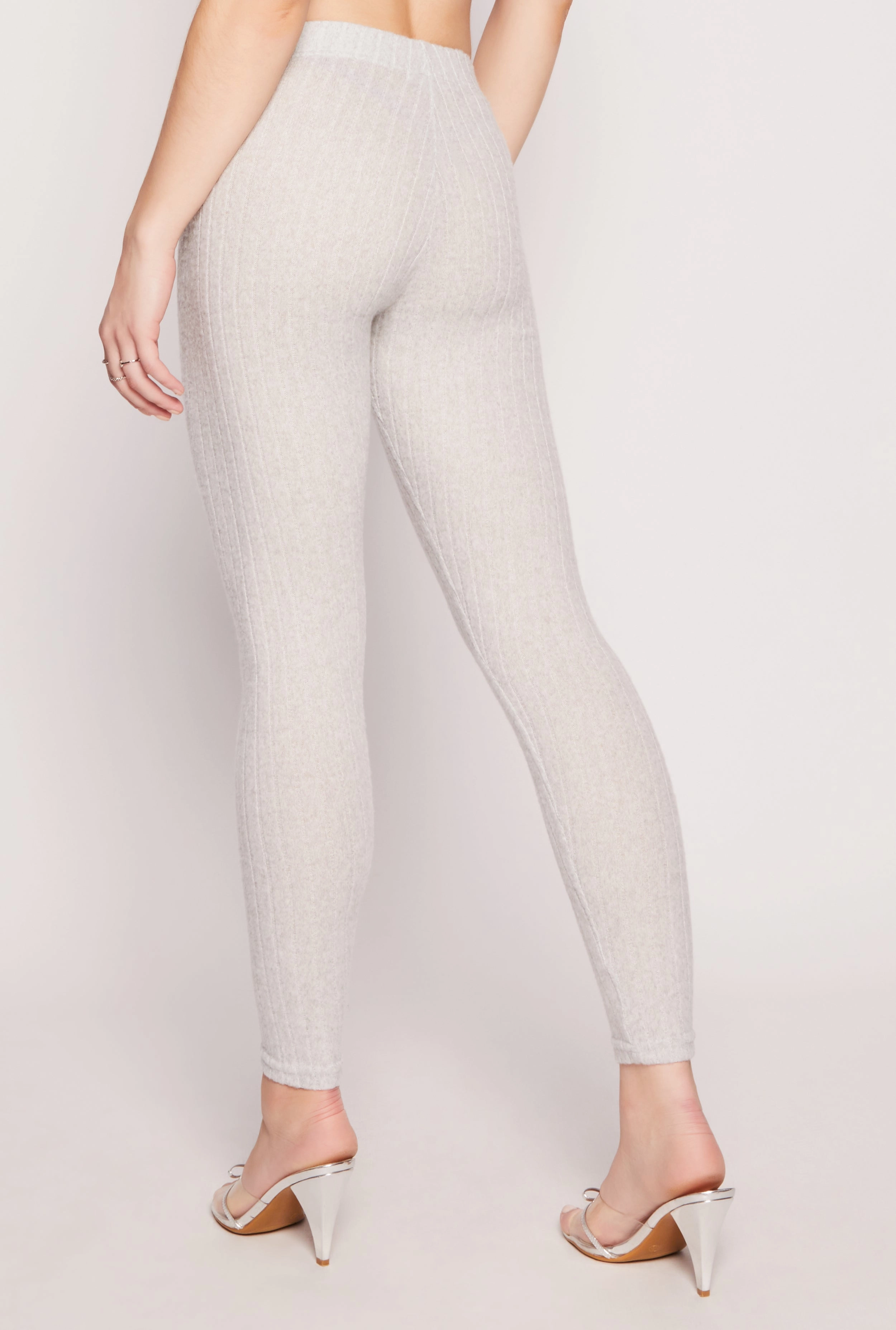 Petite Size Work Commute Urban Commuter Squat Proof Brushed Ribbed Knit Leggings