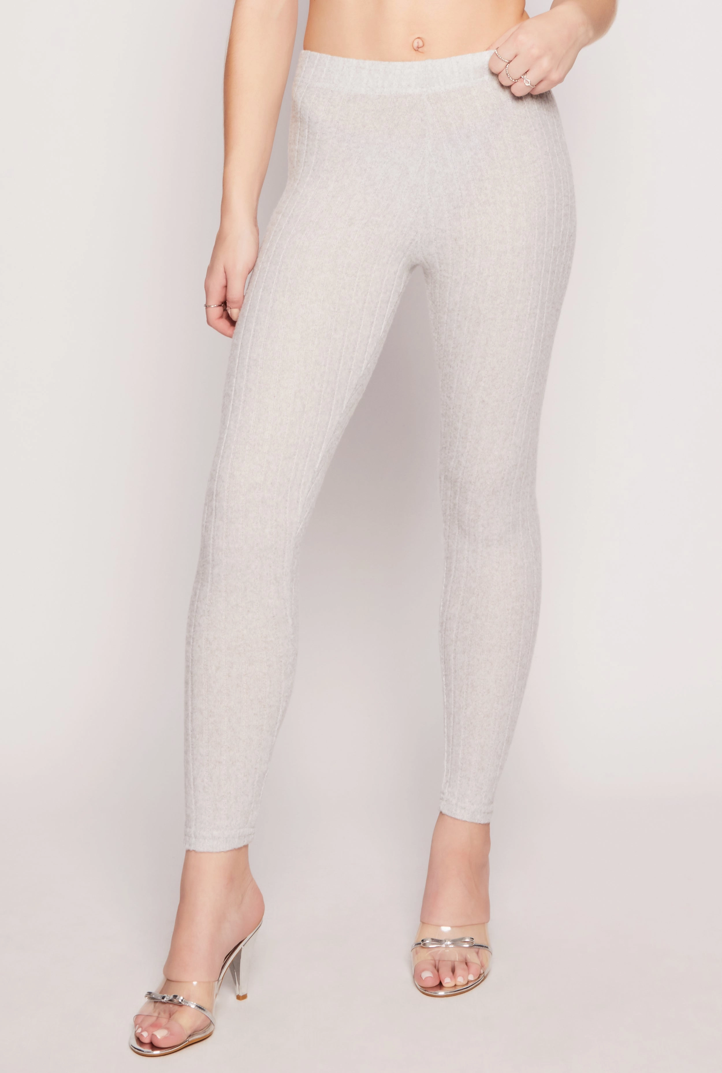 Urban Commuter Squat Proof Casual Fit Brushed Ribbed Knit Leggings