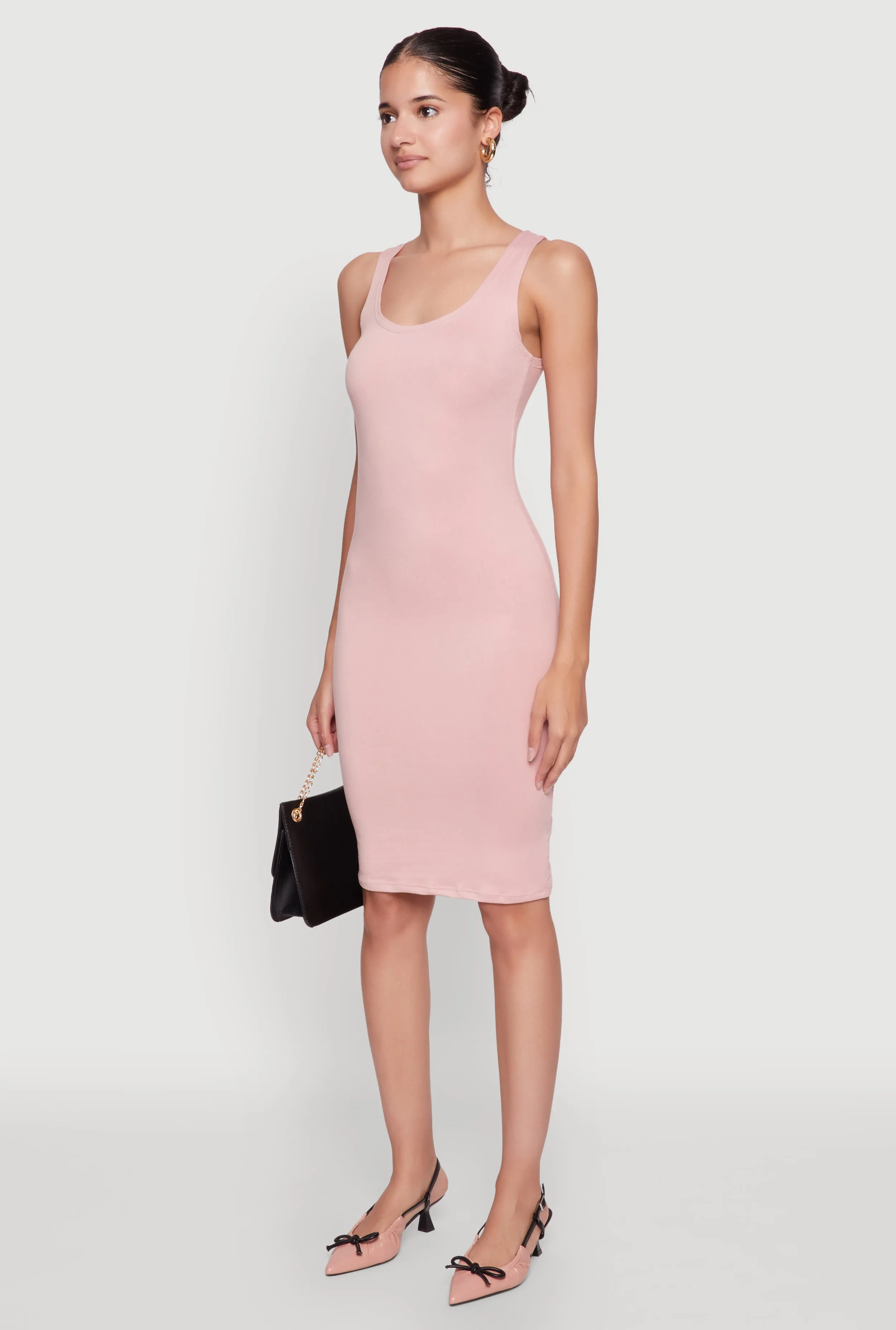 UV-Resistant Chic Sleeveless Scoop Neck Midi Tank Dress