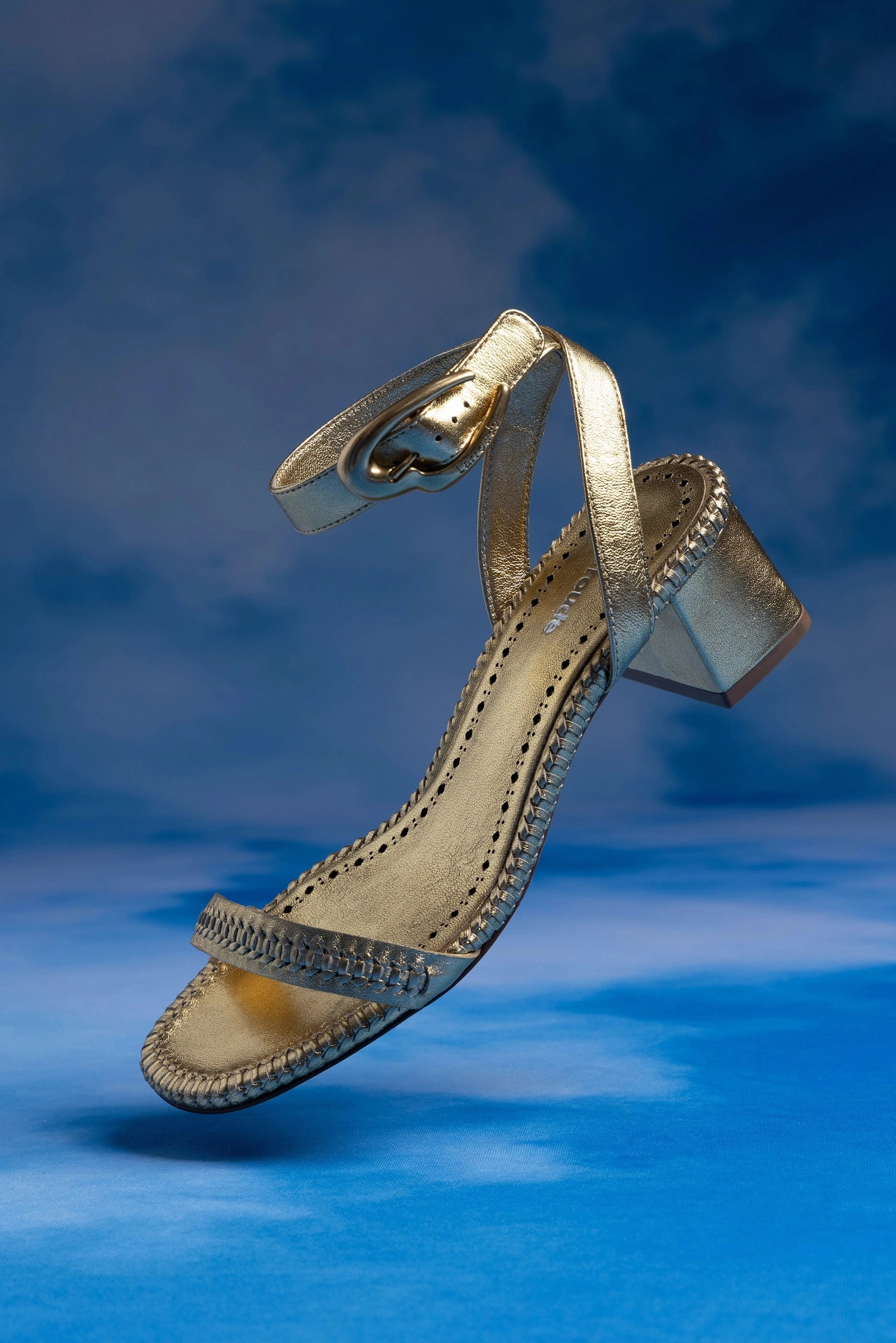 Day Comfort Verona Block Sandal In Gold Metallic Leather
