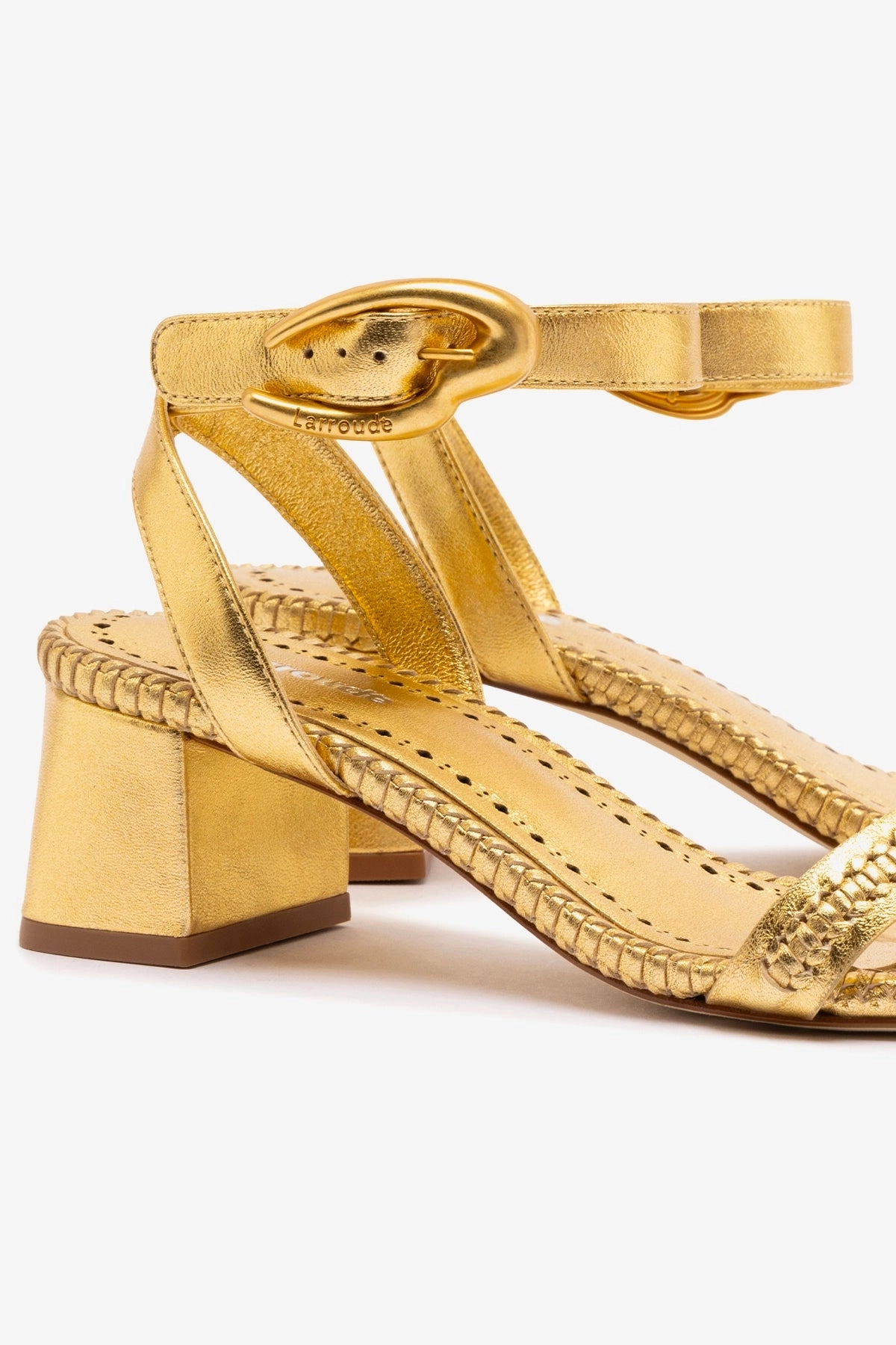 Standing Comfort Flexible Outdoor Footwear Verona Block Sandal In Gold Metallic Leather