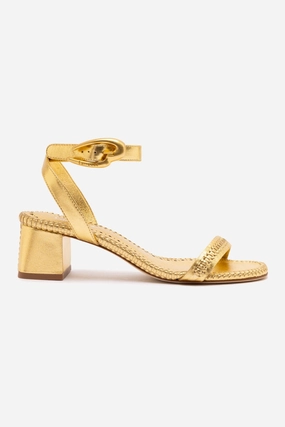 Verona Block Sandal In Gold Metallic Leather Simple Footwear