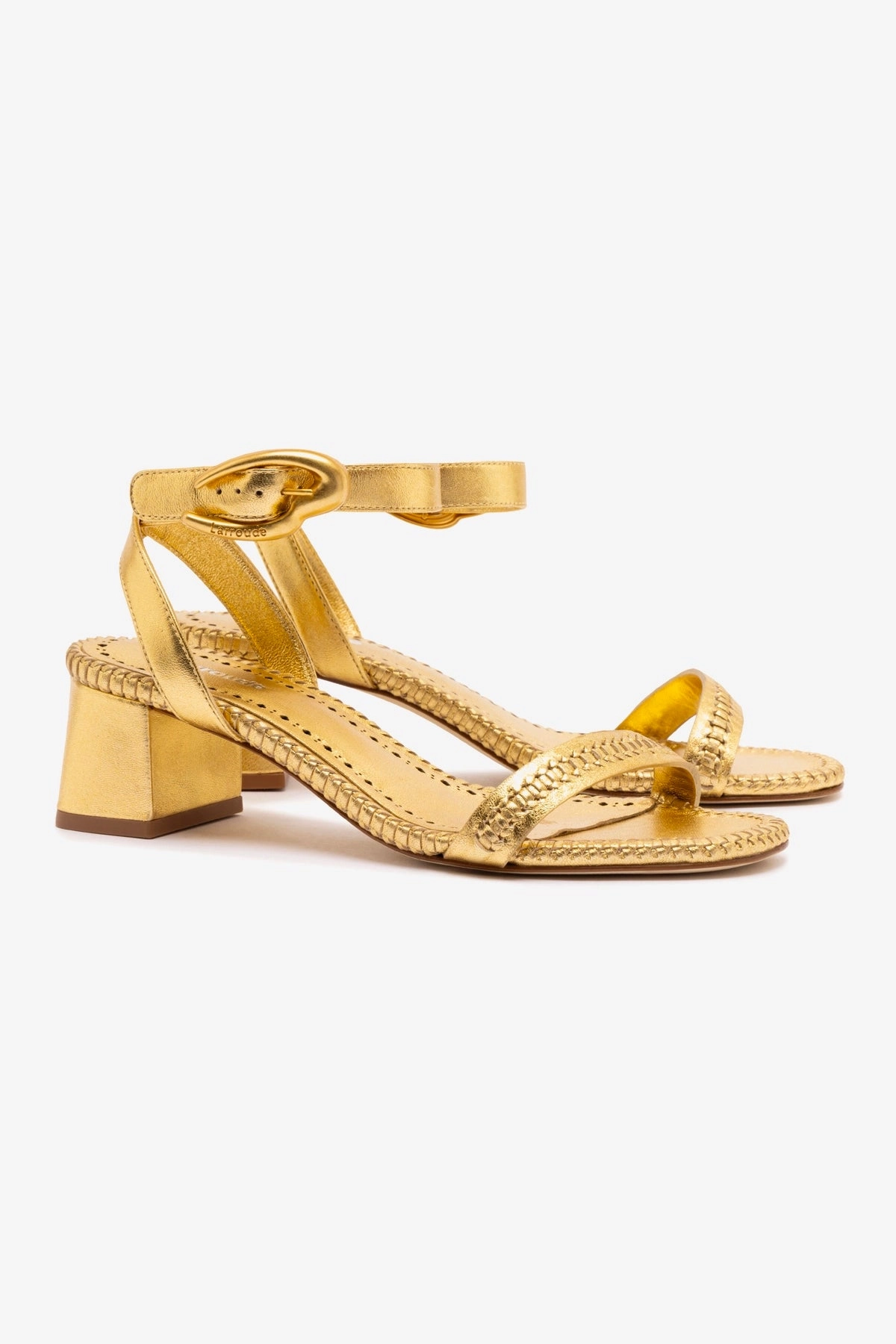 Verona Block Sandal In Gold Metallic Leather Weather Easy