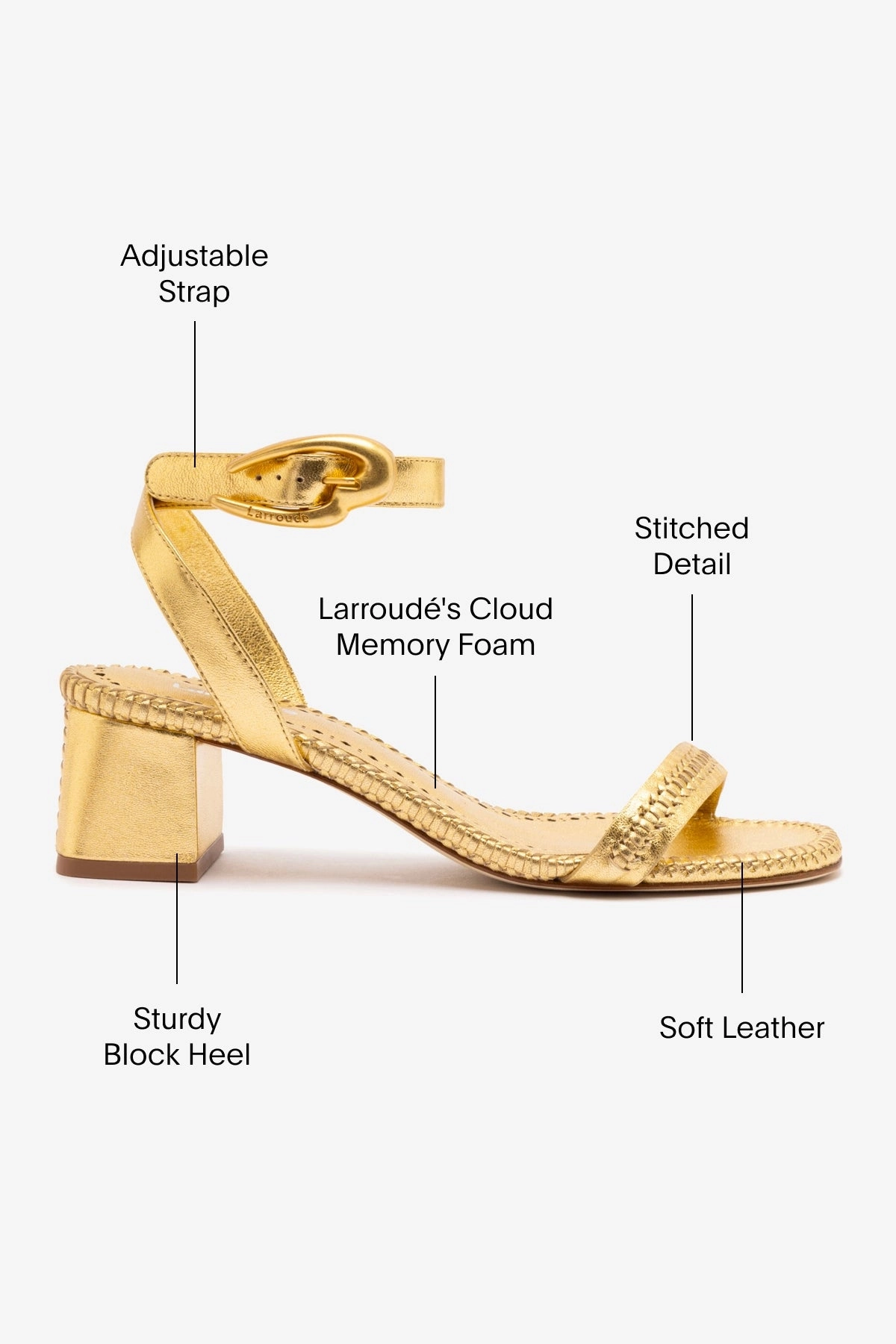 Adventure Time Verona Block Sandal In Gold Metallic Leather