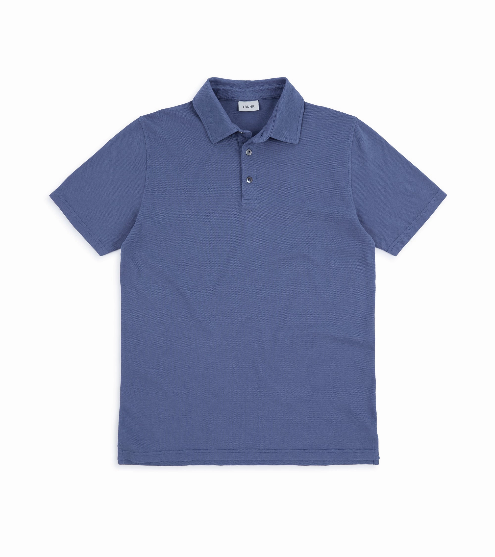 Flexible Ribbed Collar Casual Layer Trunk Moxon Short Sleeve Polo Shirt: Mid Blue
