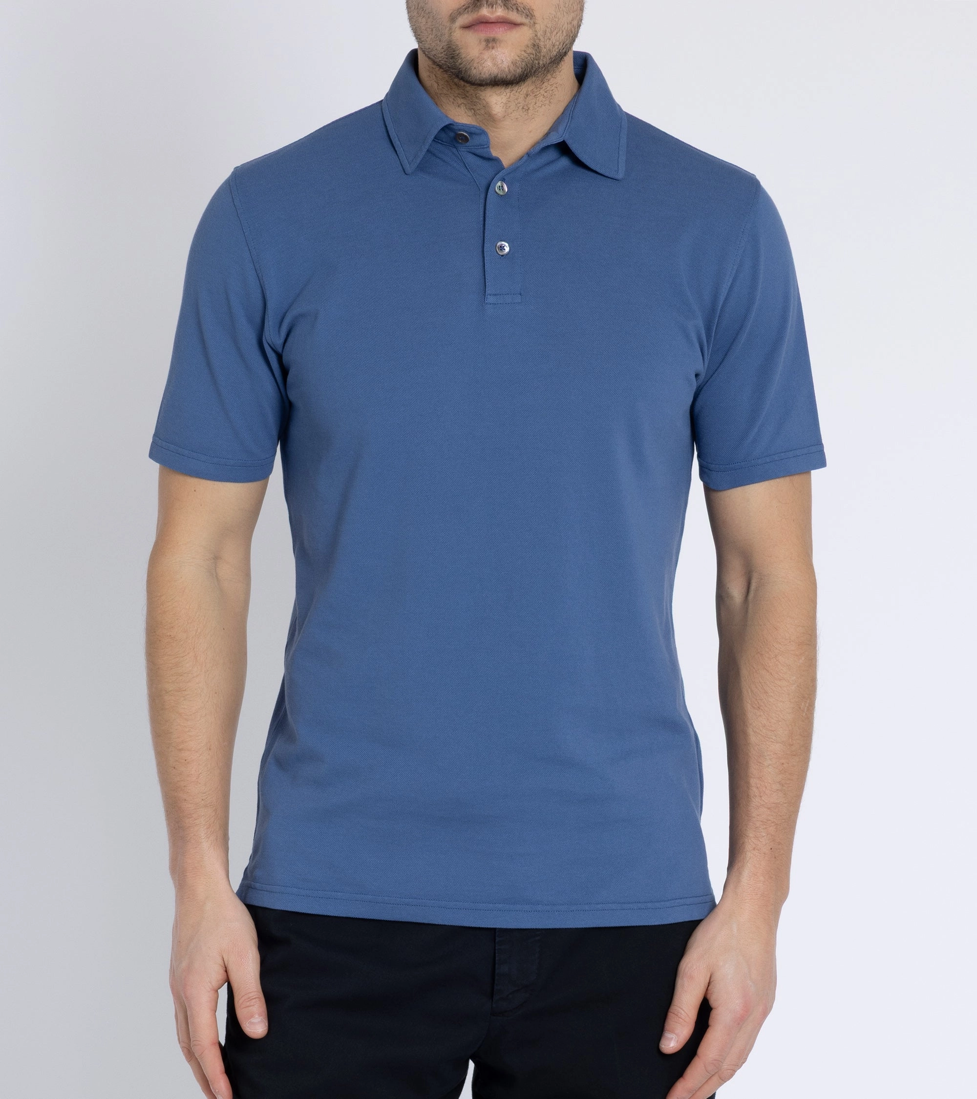 Trunk Moxon Short Sleeve Polo Shirt: Mid Blue Relaxed Wear