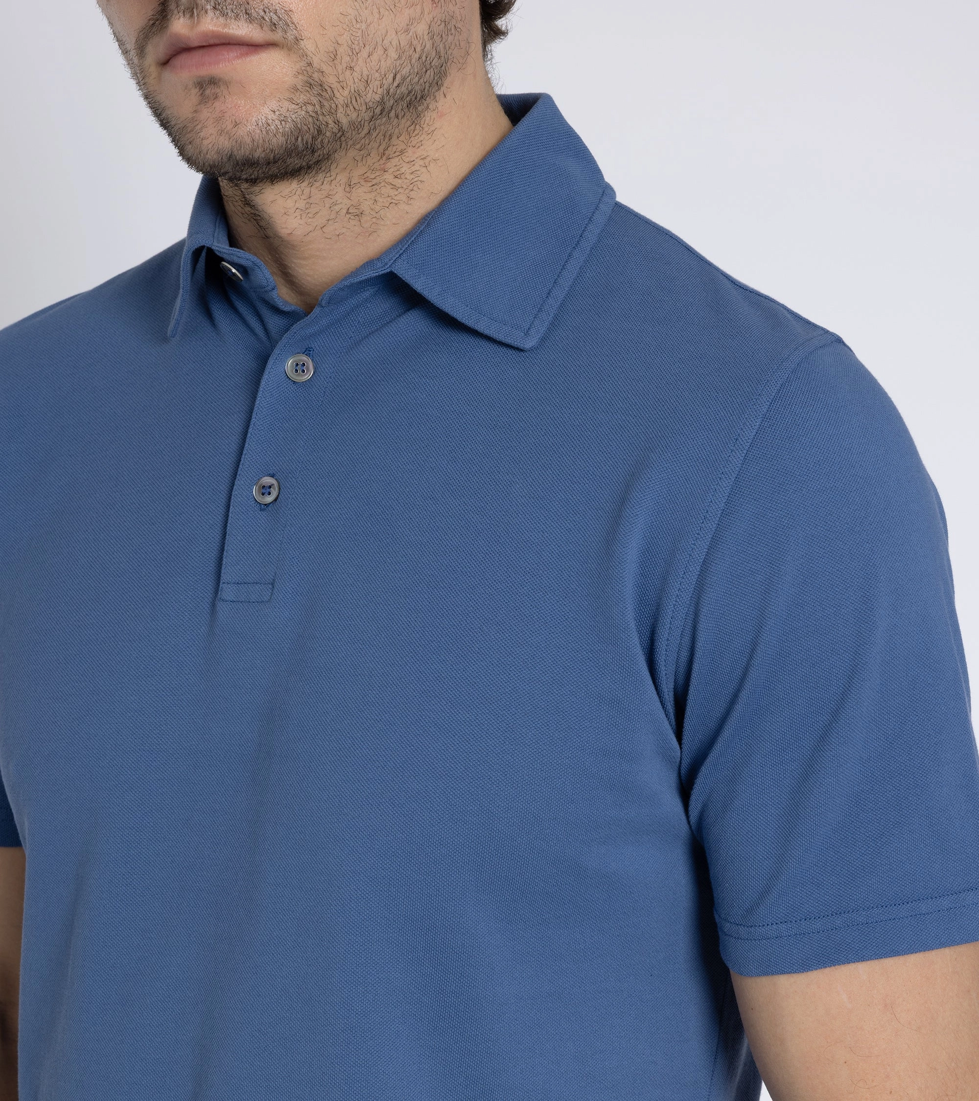 Trunk Moxon Short Sleeve Polo Shirt: Mid Blue Fashion Top Advanced Moisture Management