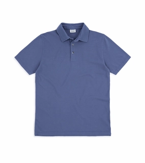 Flexible Ribbed Collar Casual Layer Trunk Moxon Short Sleeve Polo Shirt: Mid Blue