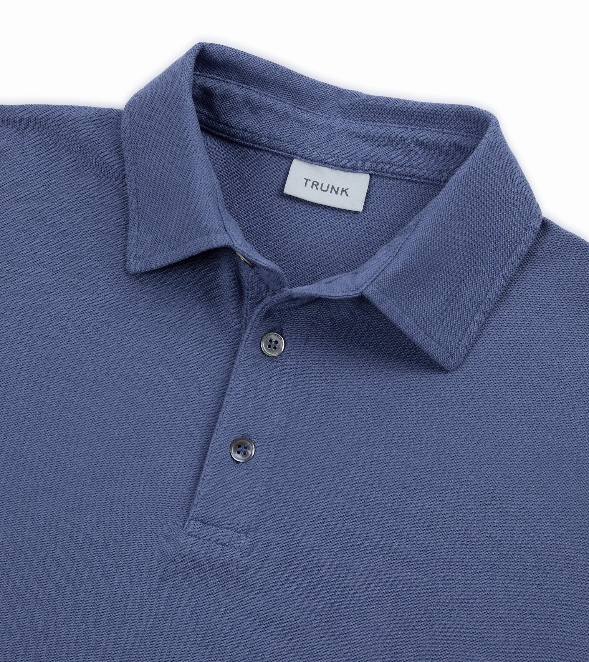 Bound Edge Detailing Trunk Moxon Short Sleeve Polo Shirt: Mid Blue