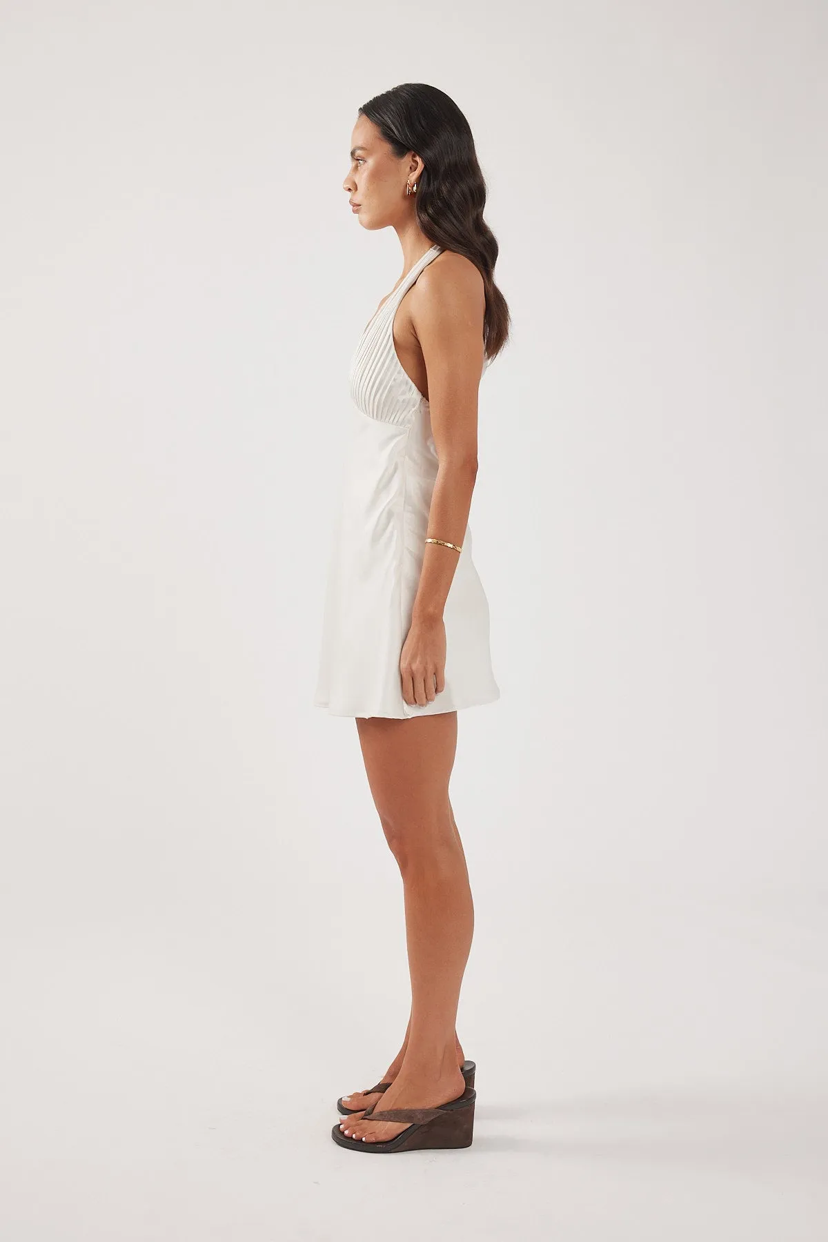 Wide Hemline Smart and Sleek Perfect Stranger True Romance Satin Mini Dress Champagne
