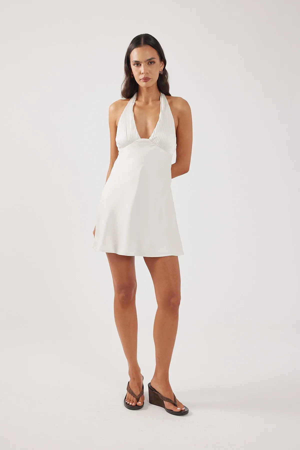 Sequin-Detail Bold Patterns Perfect Stranger True Romance Satin Mini Dress Champagne