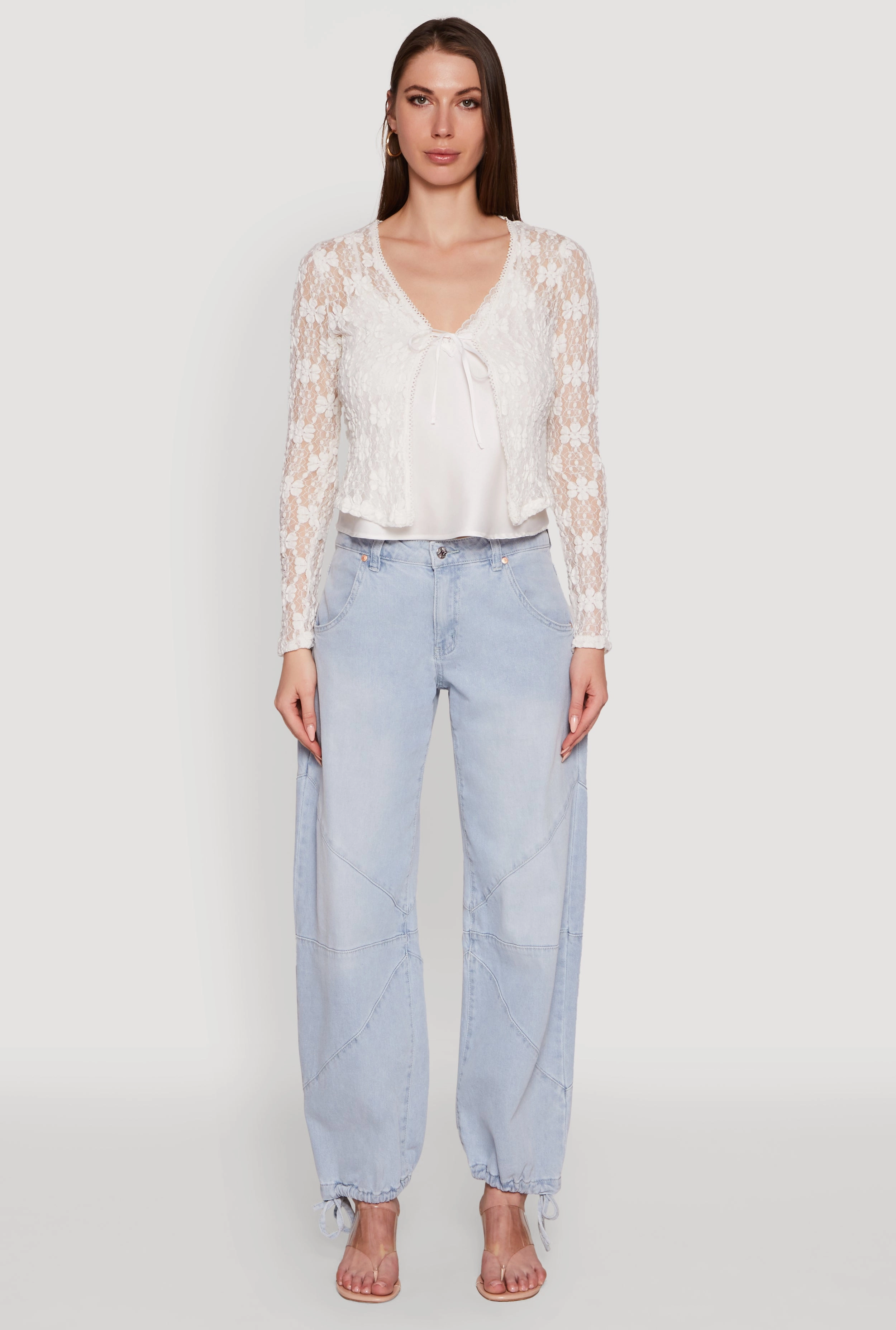 Cozy Must-Have Cozy Knit Fit Haute Monde Floral Lace Tie Front Cardigan