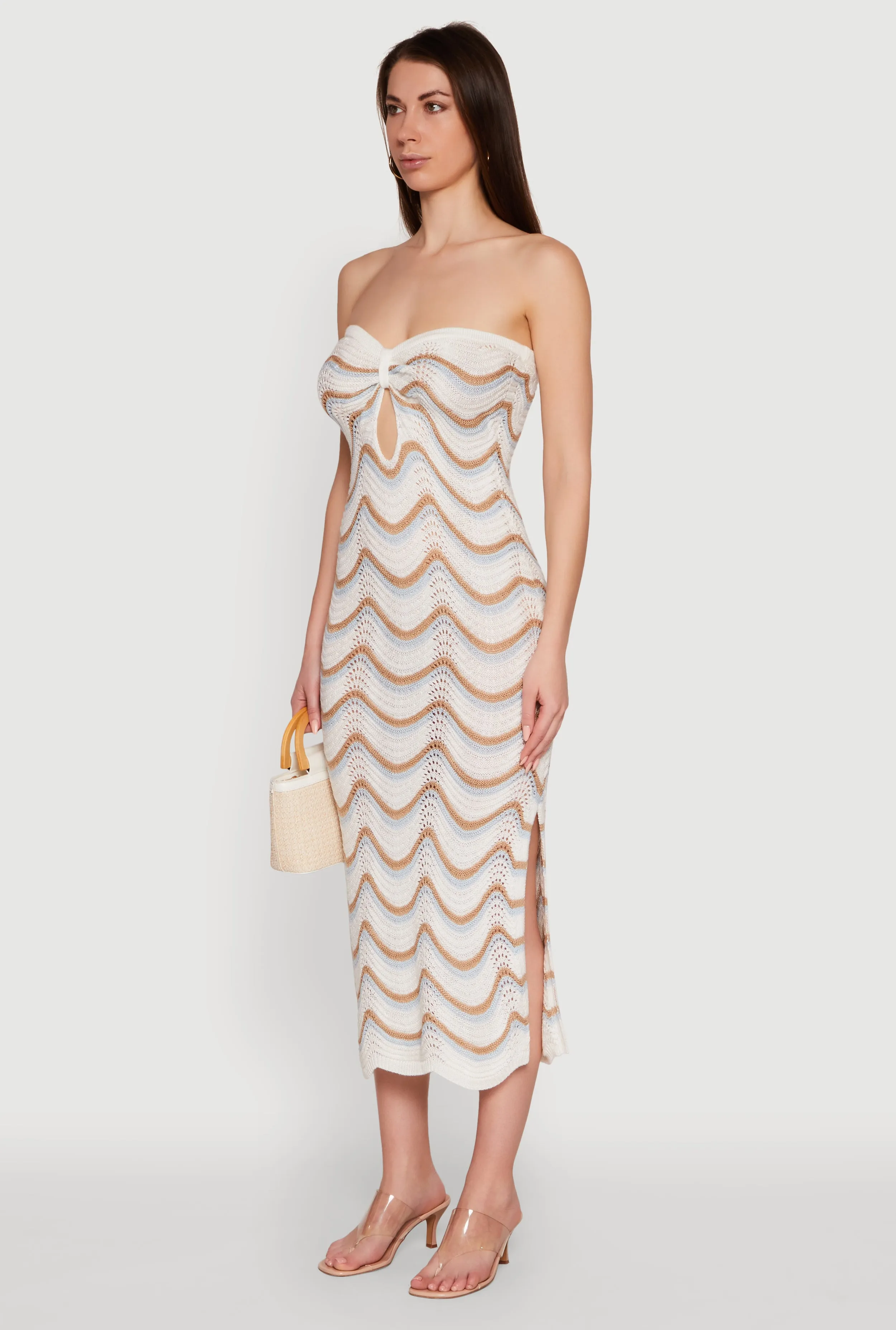 Occasion Ready Madden Girl Pointelle Knit Strapless Tube Dress with Side Slit