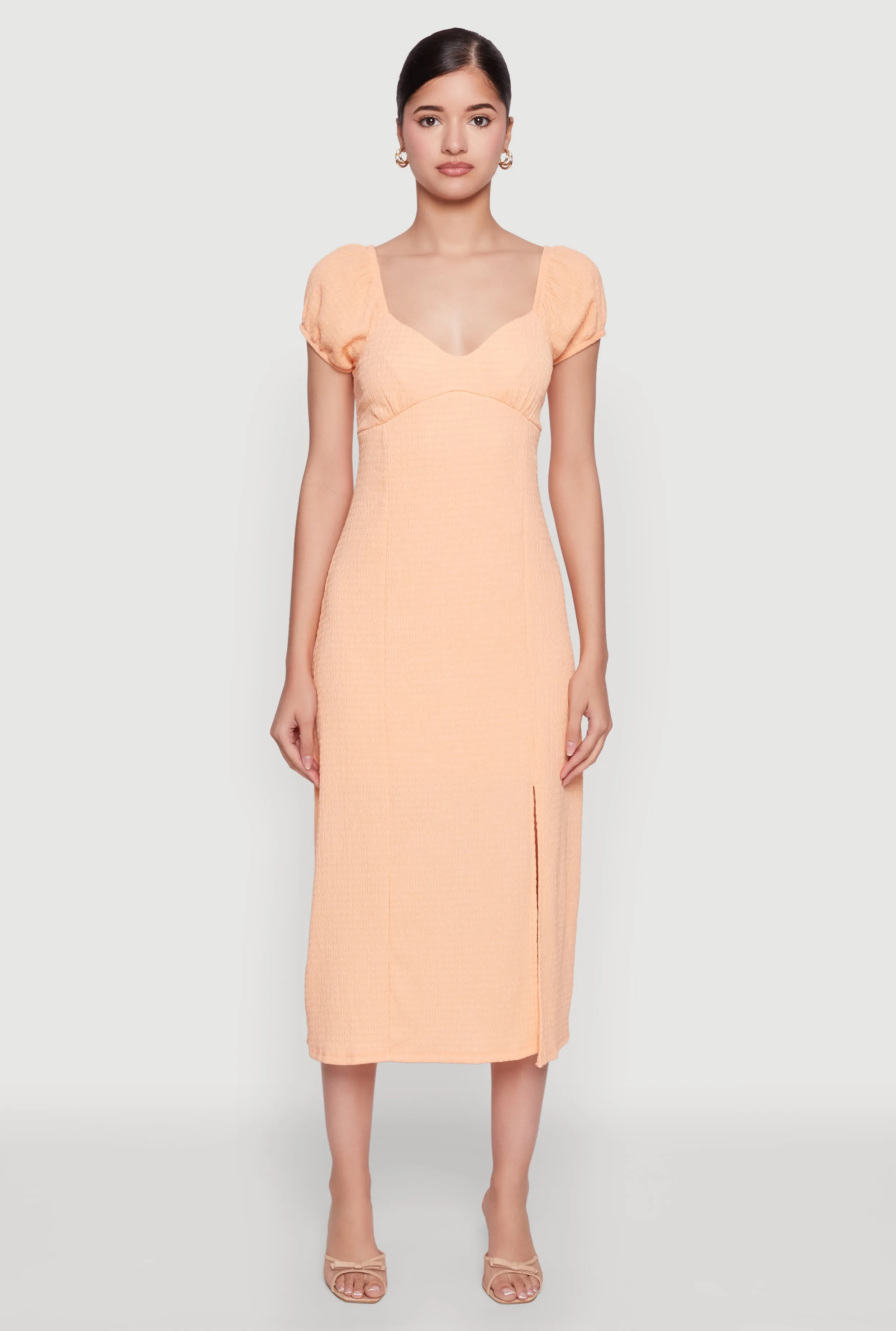 Padded-Bust Winter Classic Madden Girl Side Slit Peasant Dress