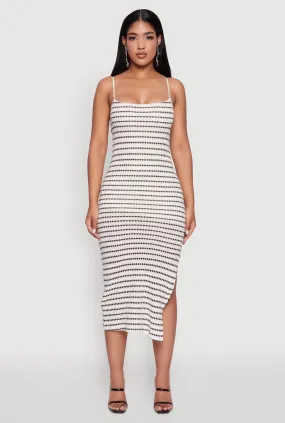 Madden Girl Striped Textured Knit Cami Dress Natural Aesthetic