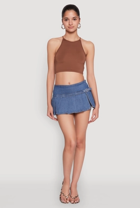 Smooth Look Spring Brunch Madden Girl Belt Detail Pleated Skort