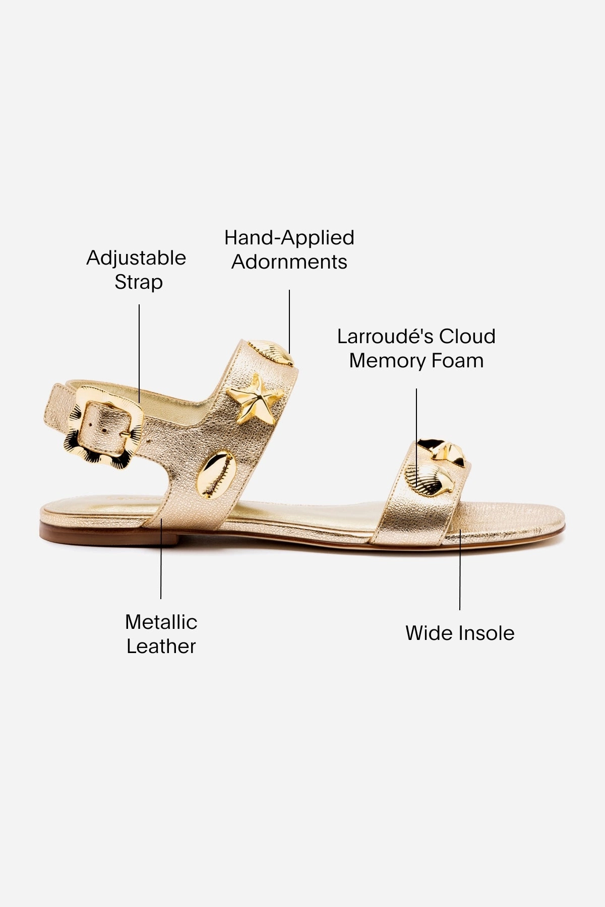 Play Glow Madison Flat In Gold Metallic Leather