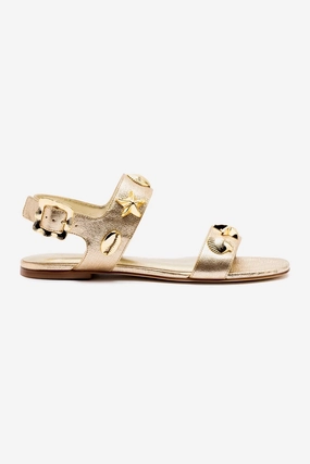 Madison Flat In Gold Metallic Leather Library Glow