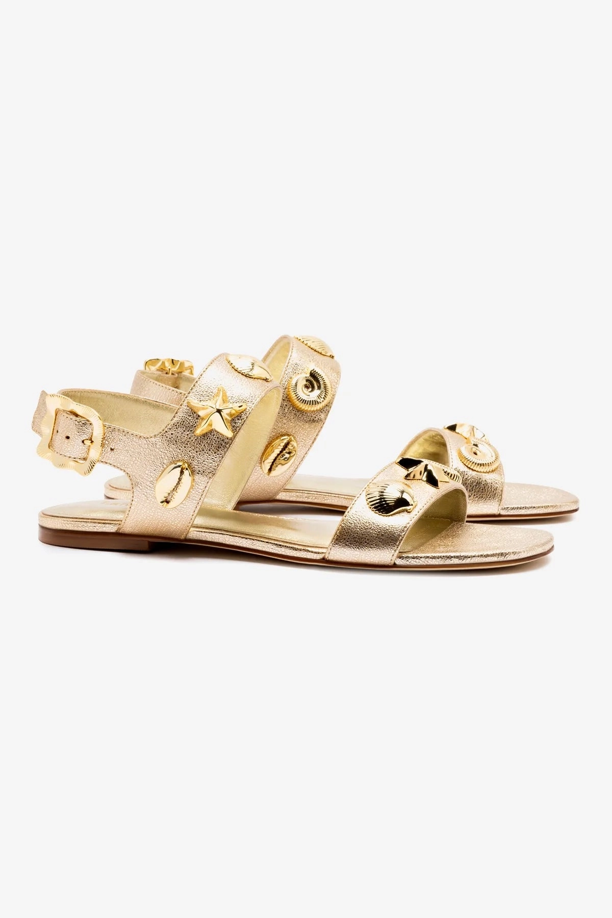 Madison Flat In Gold Metallic Leather Heat Ease Living Ease