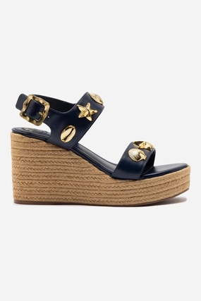 Madison Hi Espadrille In Navy Saffiano On Foot Comfy Travel Flats