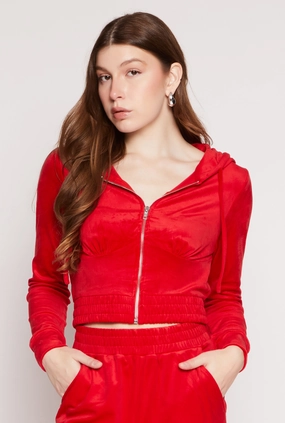 Iris Velour Zip Front Cropped Hoodie monochromatic Closet