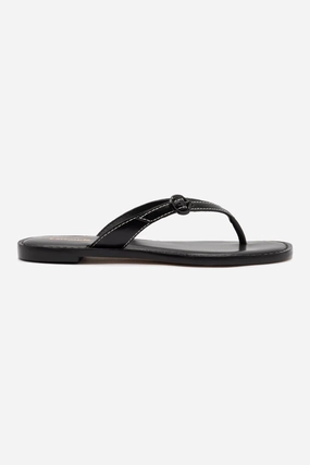 Mary Kate Flat Sandal In Black Leather All-day Comfort