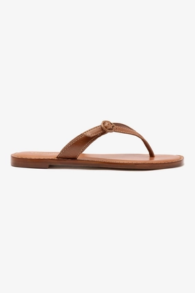 Mary Kate Flat Sandal In Caramel Leather Travel Shoes