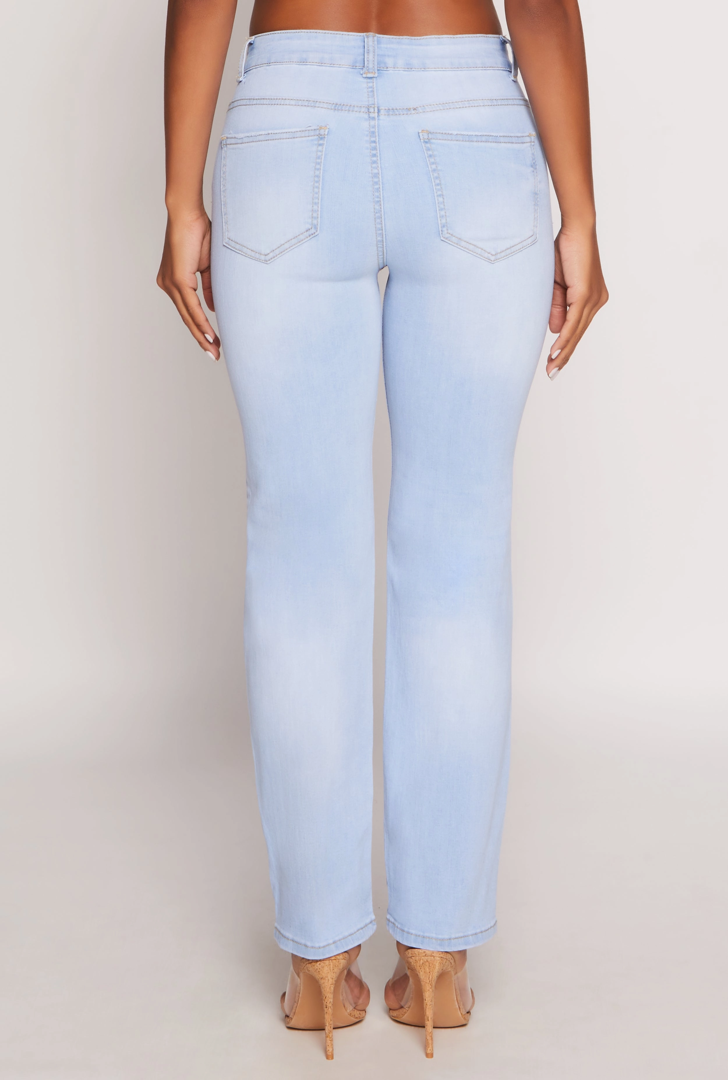 WAX Frayed Detail Straight Leg Jeans High Durability