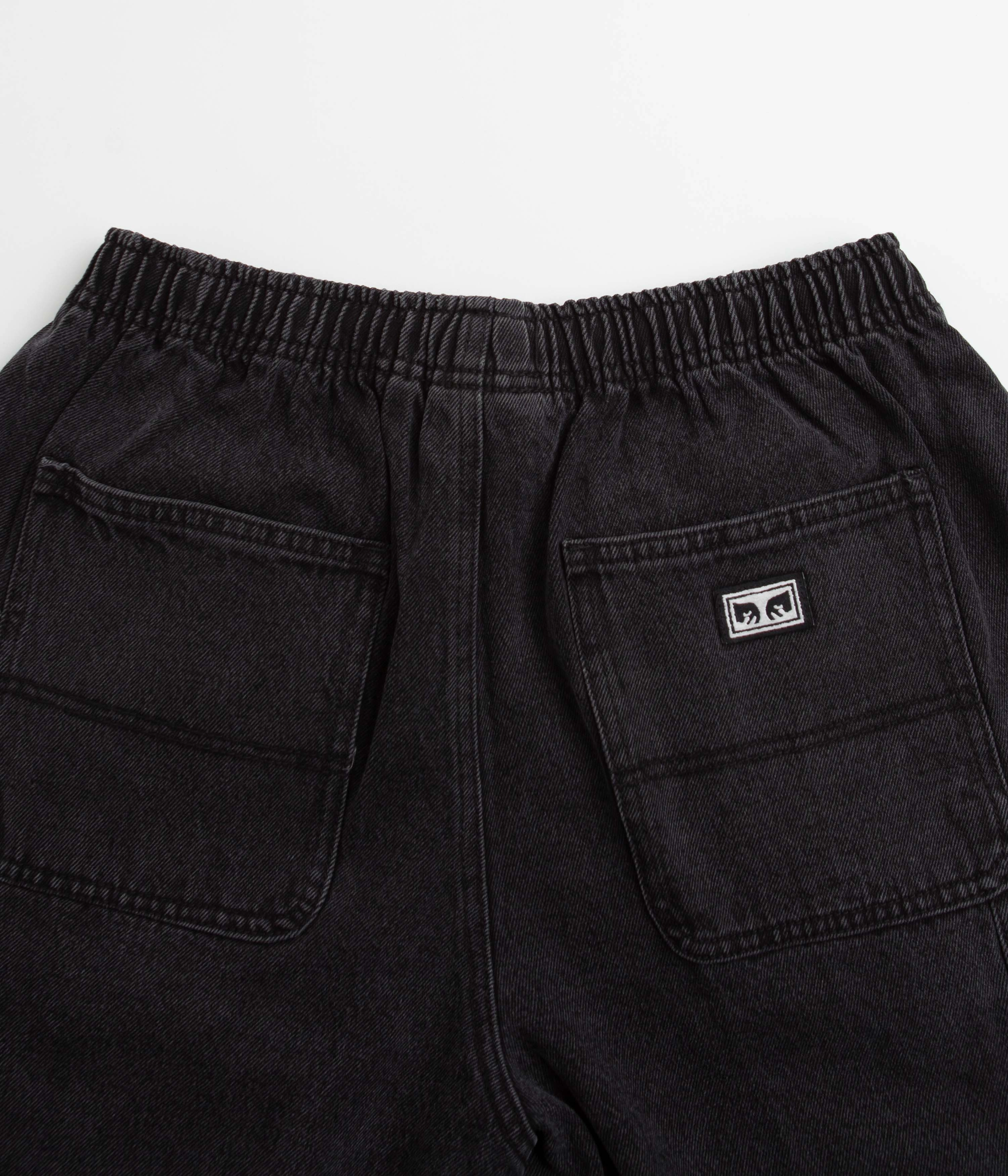 Obey Easy Denim Carpenter Shorts - Black Laser Cut Edges