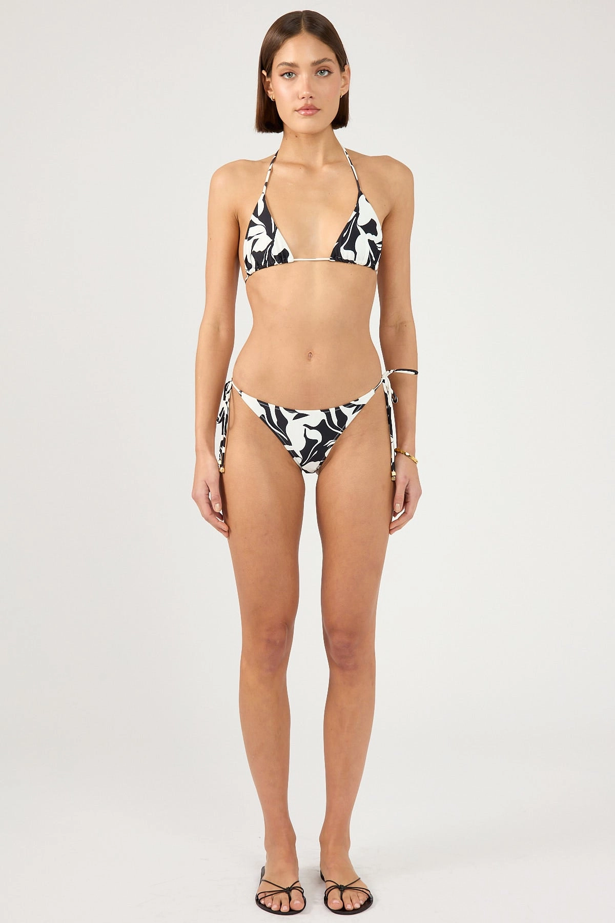 Easy Care Material Durable Strap Anchors Perfect Stranger Ink Slice Bikini Top Black Print