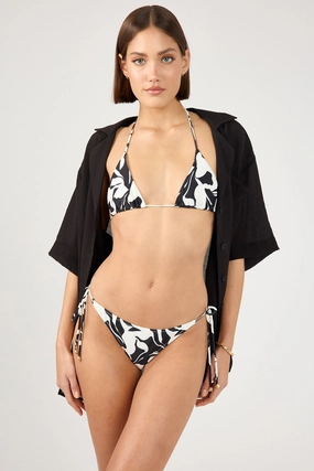 Perfect Stranger Ink Slice Bikini Top Black Print Seamless construction Layered Support System
