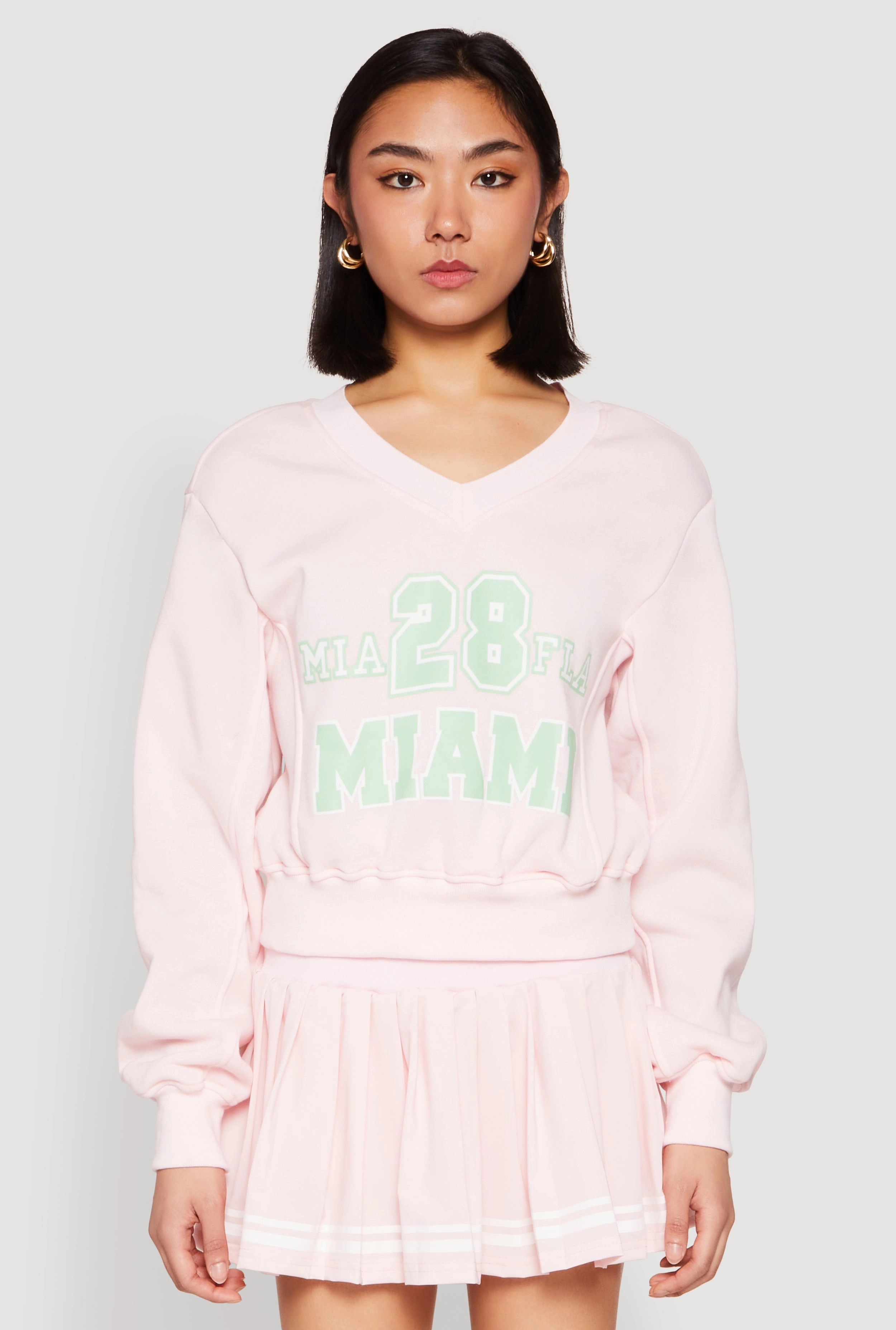 V Neck Printed Pattern Sweatshirt Study room