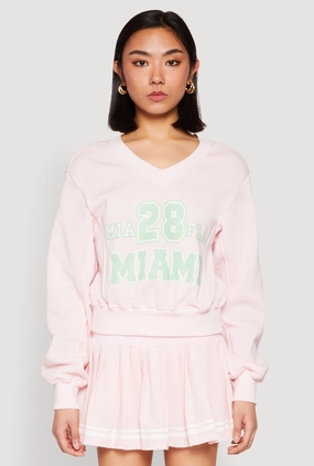 V Neck Printed Pattern Sweatshirt Study room