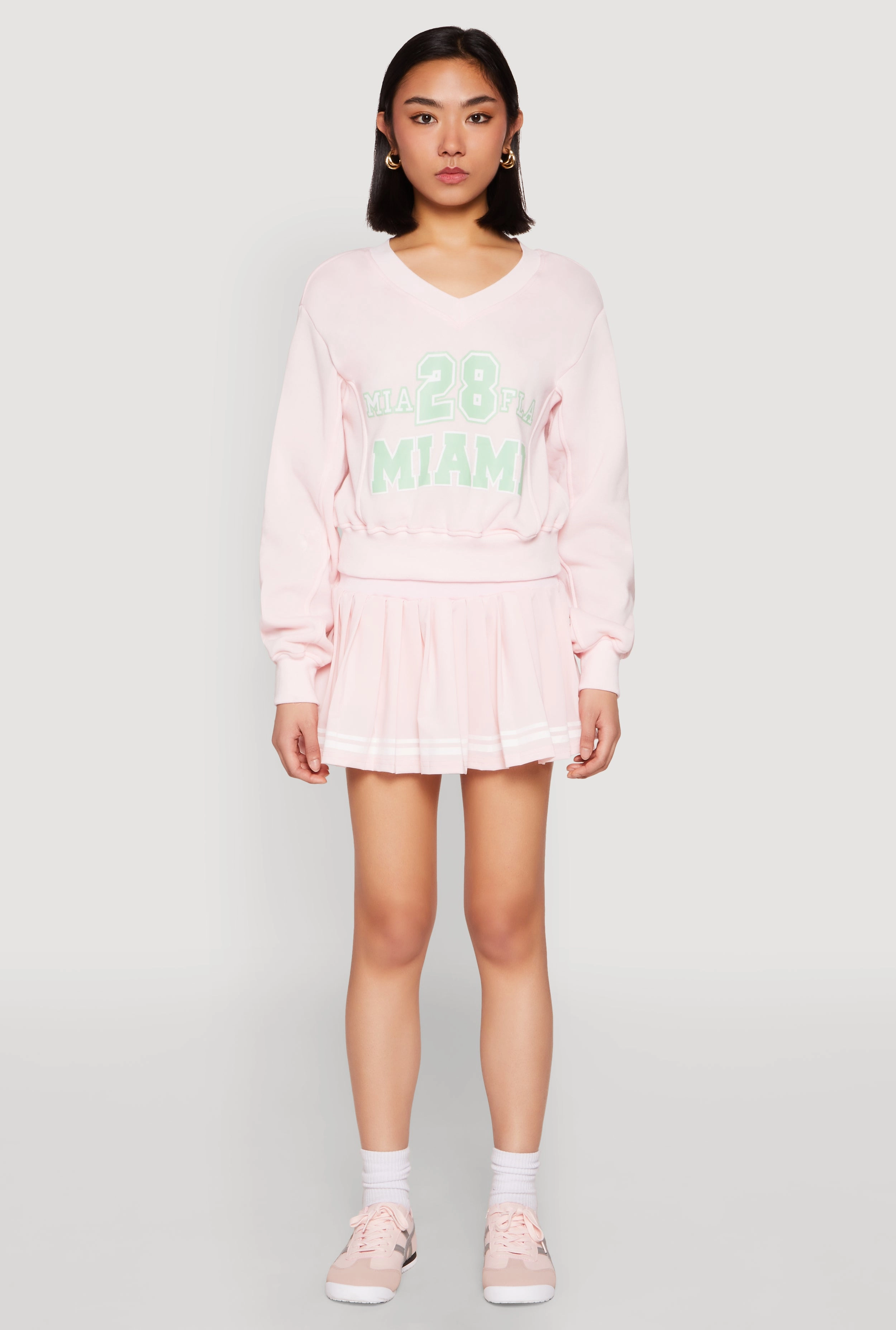V Neck Printed Pattern Sweatshirt Wallpaper Style - conscious