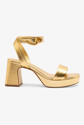 Dolly Verona Low Sandal In Gold Metallic Leather Thermo Adjustable Straps