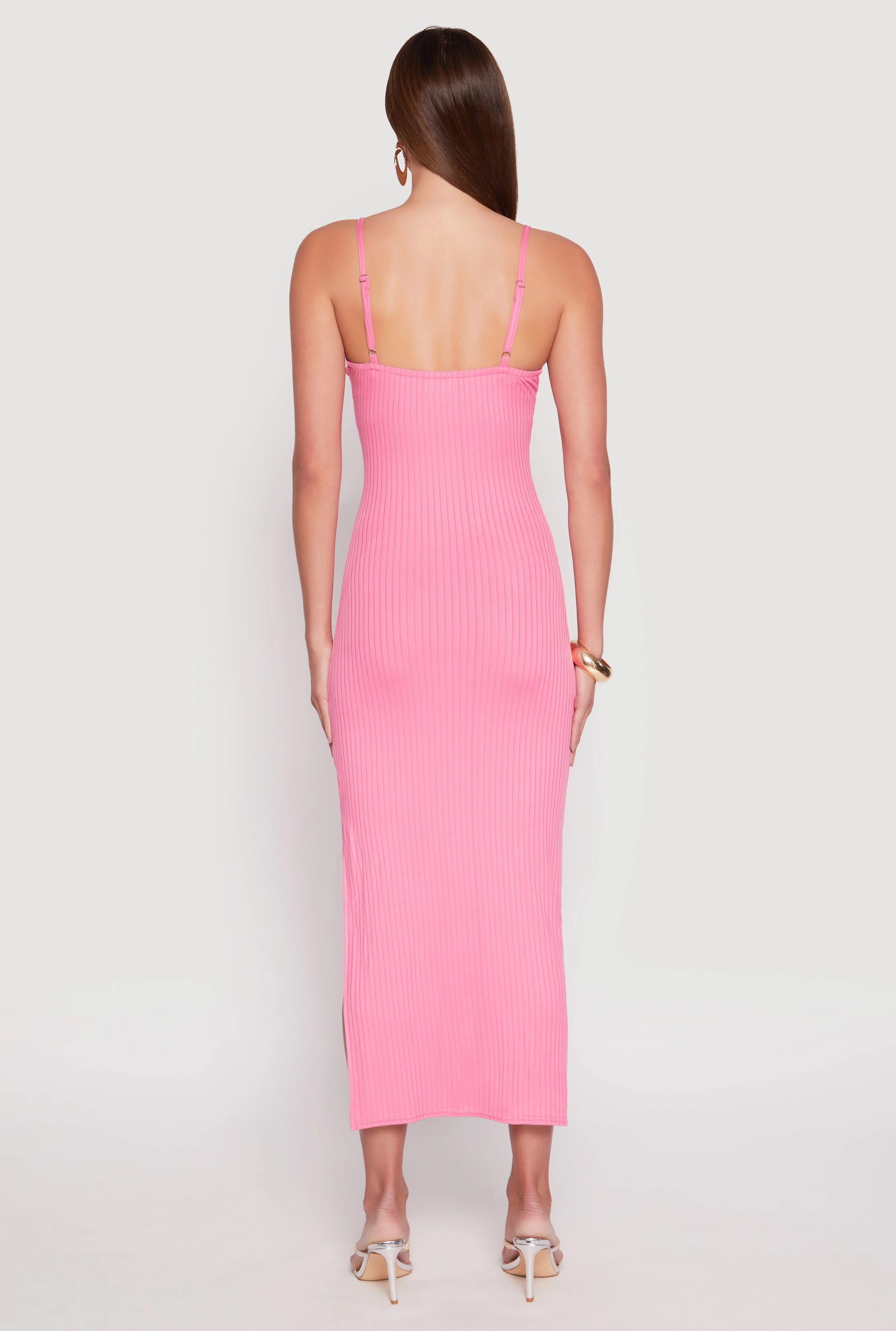 Chill Base Ribbed Knit Side Slit Maxi Dress