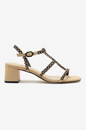 Milanina Block Sandal In Beige Raffia Chic Sporty Sandals Stylish Open-toe Sandals