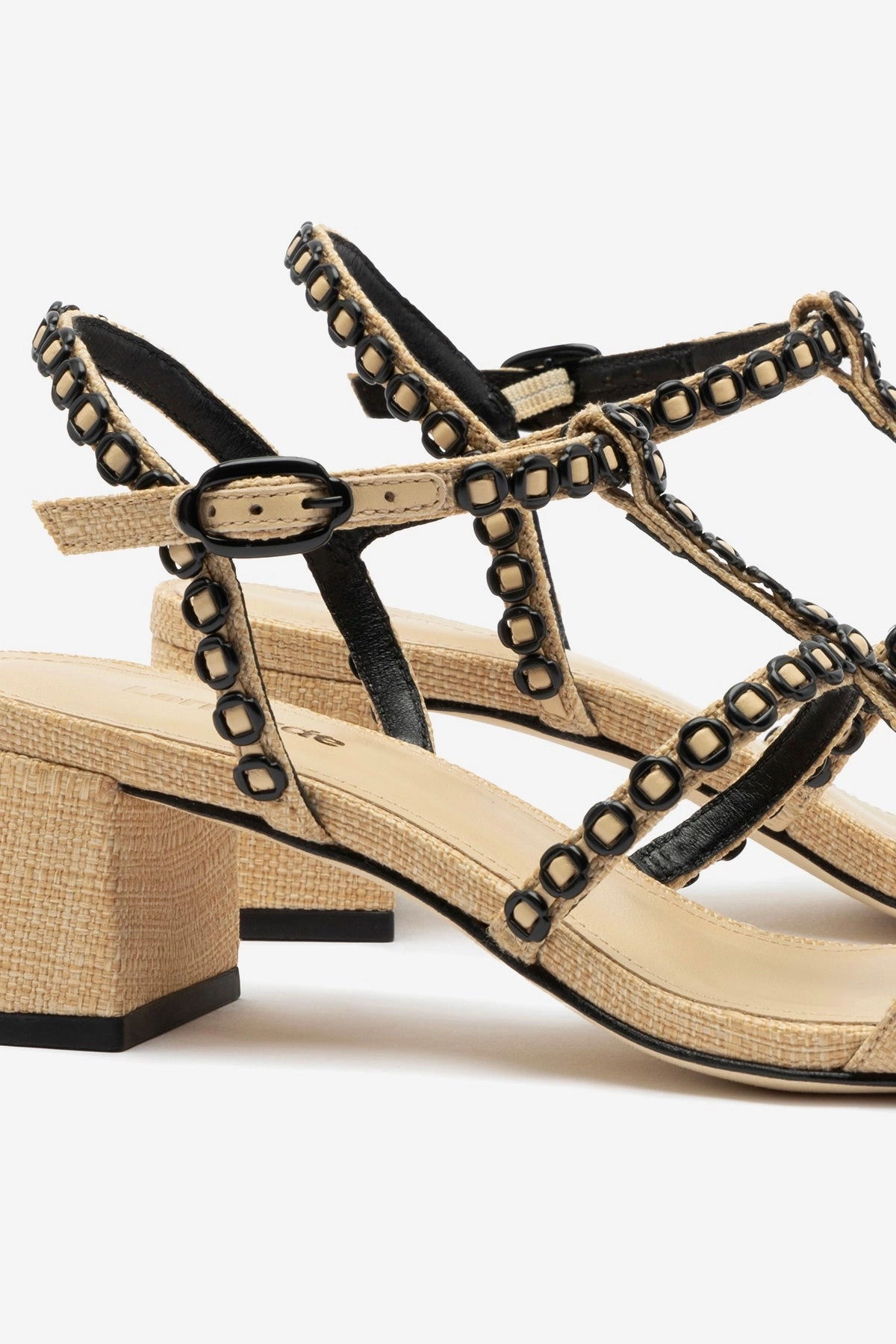 Sunshine Walk Milanina Block Sandal In Beige Raffia