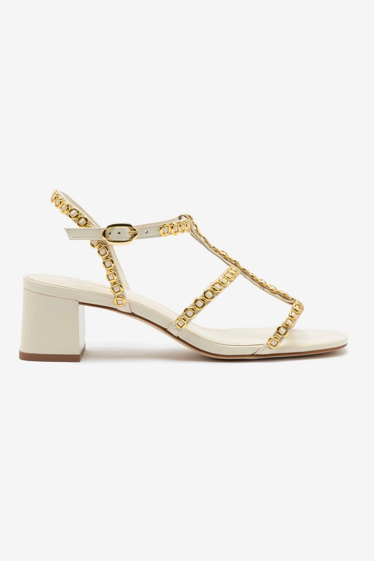 Water Resistant Finish Milanina Block Sandal In Ivory Leather