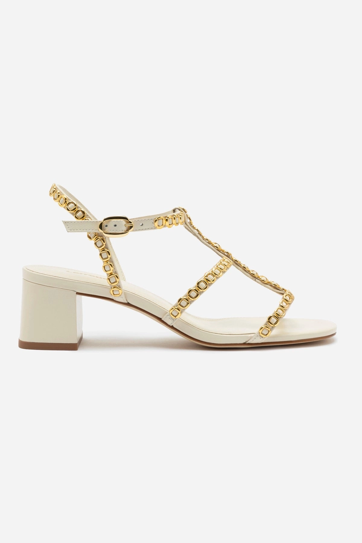 Milanina Block Sandal In Ivory Leather Arch Relief Relaxed Walking