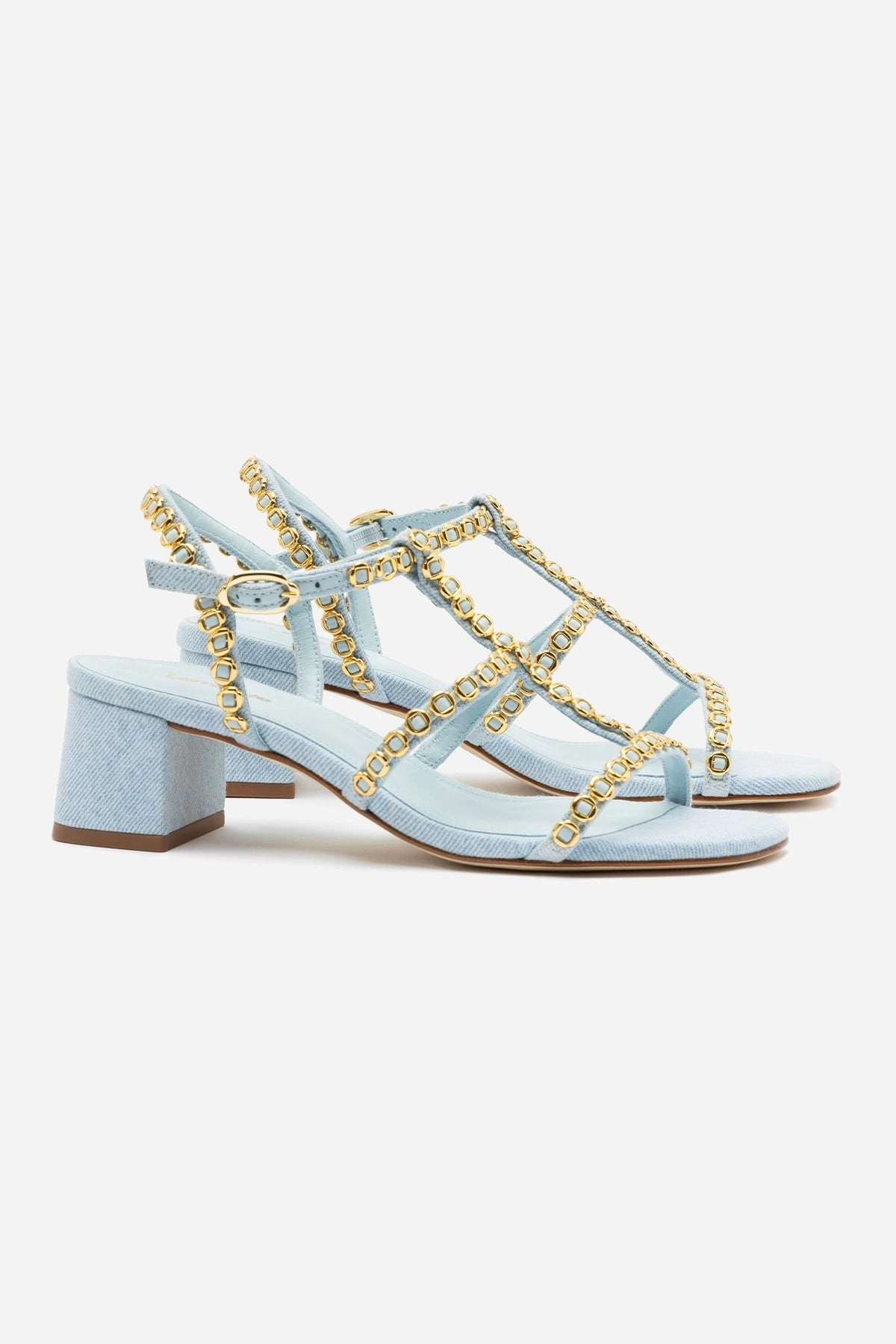 Milanina Block Sandal In Maya Denim Light Design