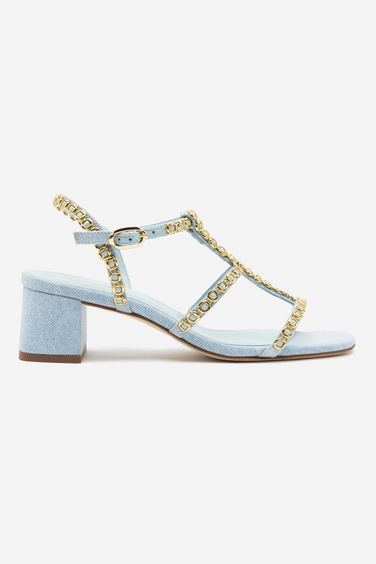 Trendy Casual Footwear Milanina Block Sandal In Maya Denim